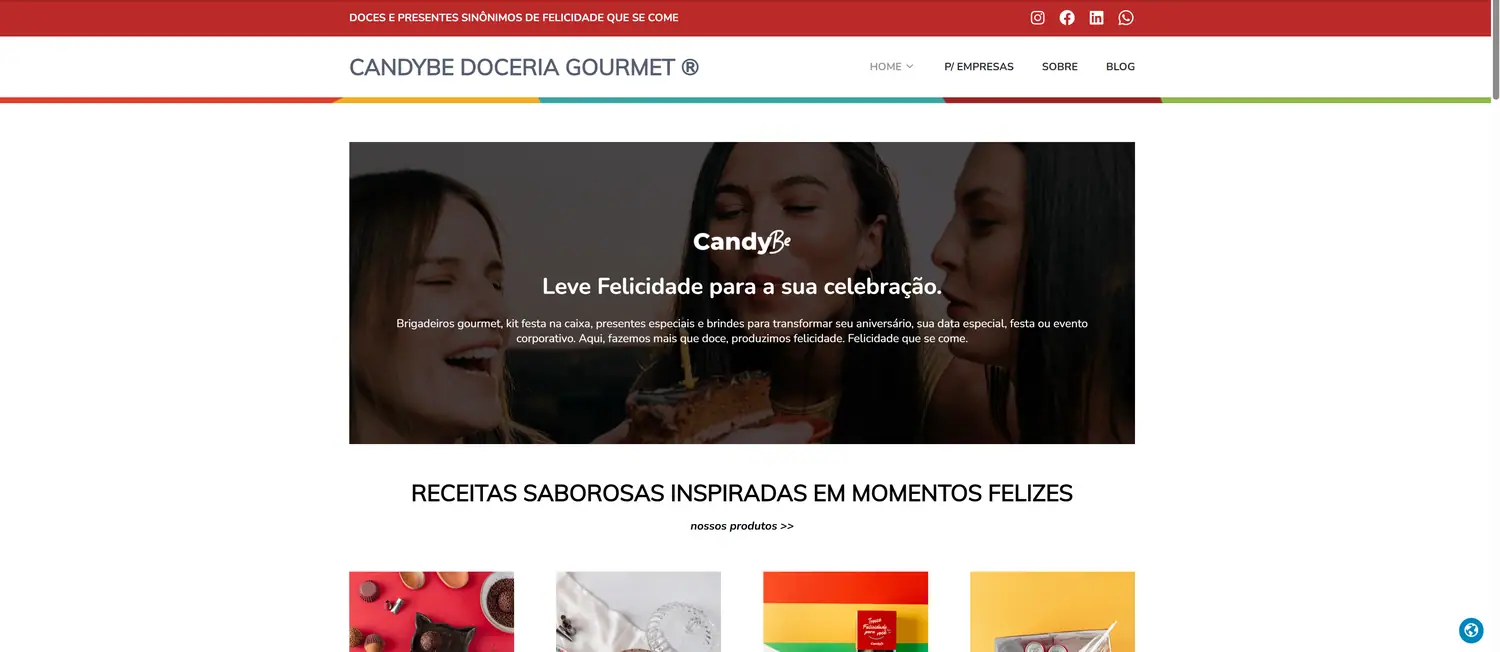 Redação, copy e design para CandyBe Brigadeiros Gourmet — CandyBe Brigadeiros Gourmet