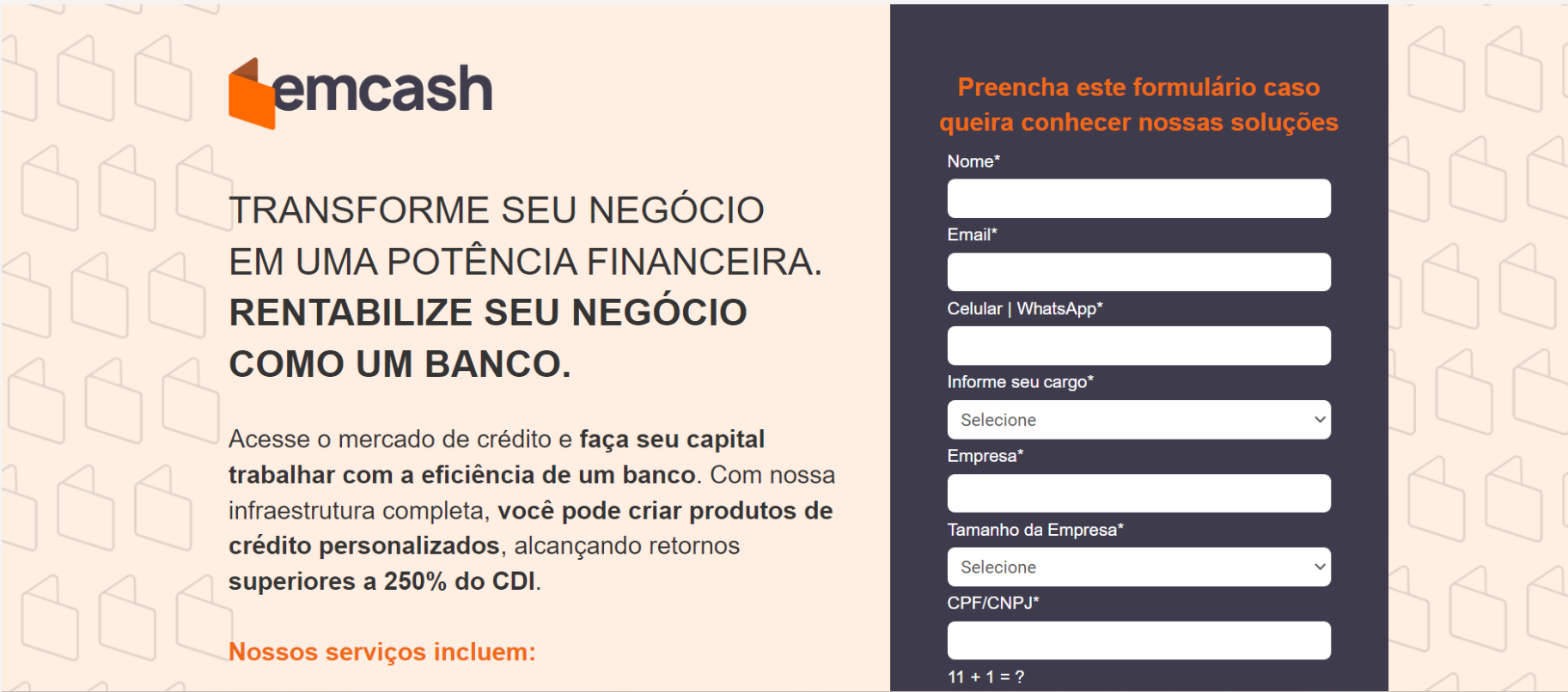 Redação, copy e design para Emcash Fintech — Emcash Fintech