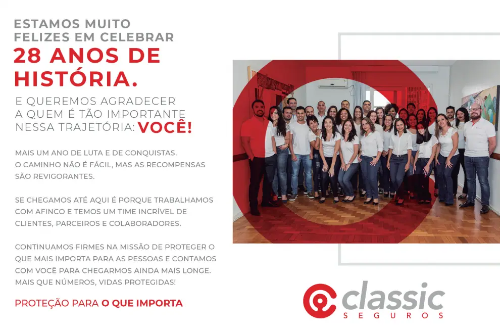 Press kit 28 anos Classic Seguros — Classic Seguros